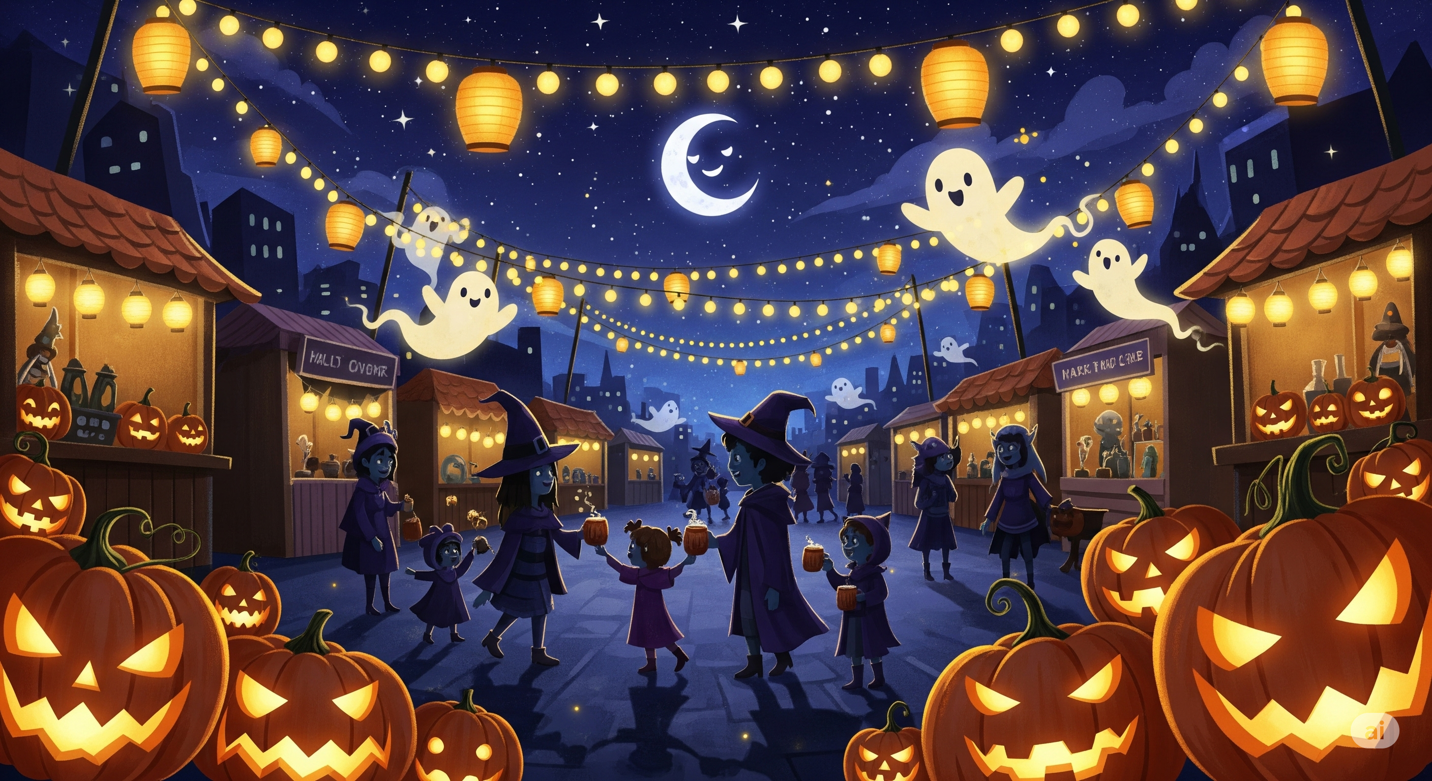 北園ハロウィン 商店会の夜景